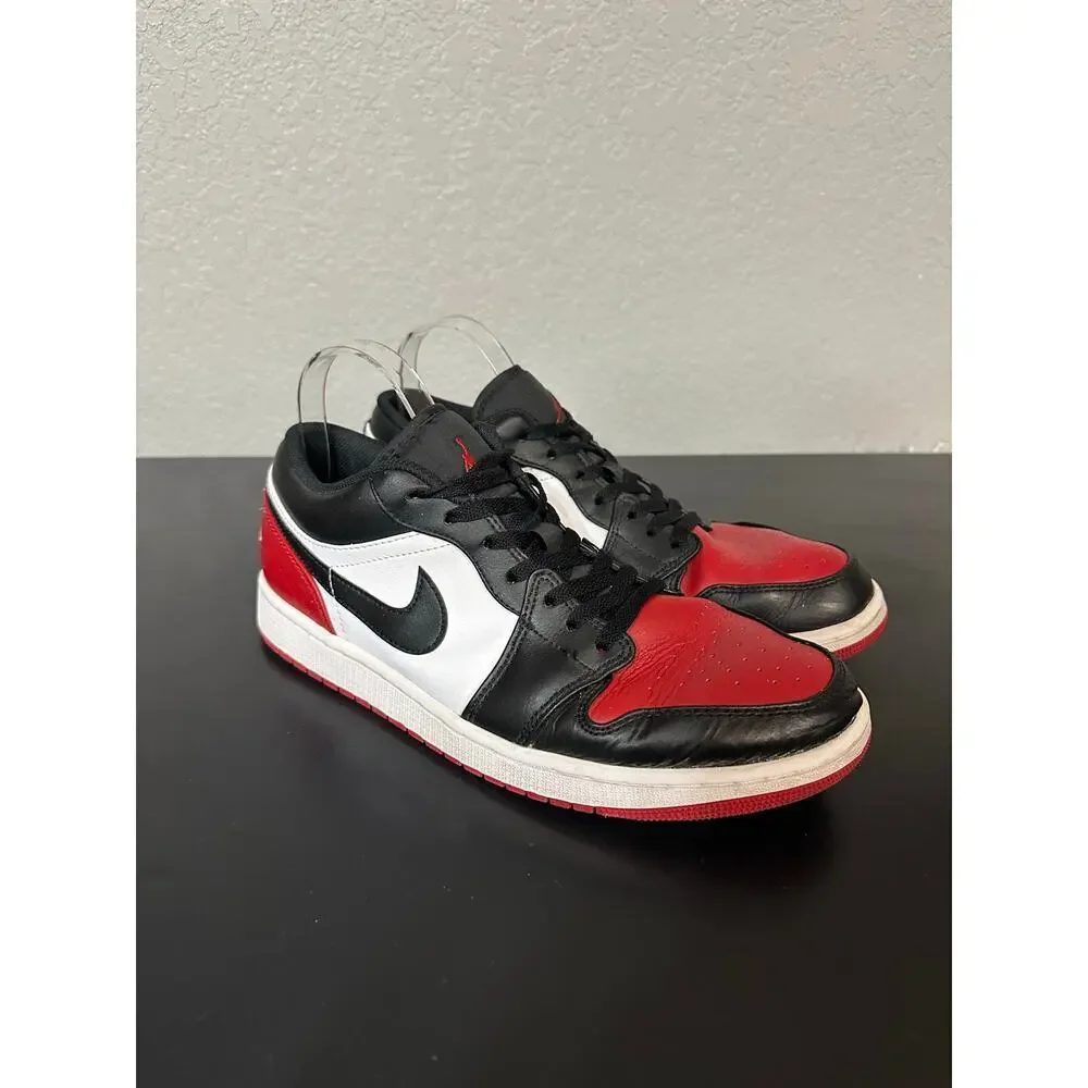 Nike Air Jordan 1 Low Red Bred Toe 2.0 Sneaker Shoe Men 10 Fashion Streetwear